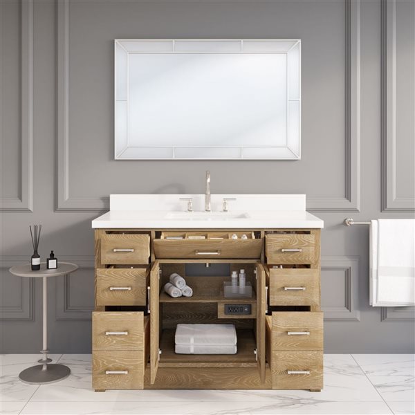 Spa Bathe Calumet II 48-in Vintage Oak Single Sink Freestanding Vanity with White Stone Top