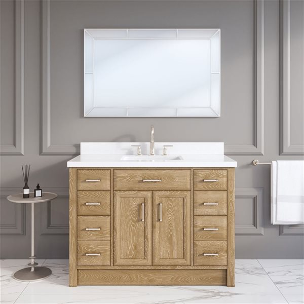 Spa Bathe Calumet II 48-in Vintage Oak Single Sink Freestanding Vanity with White Stone Top