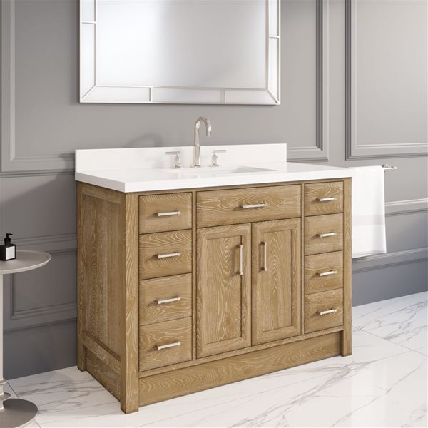 Spa Bathe Calumet II 48-in Vintage Oak Single Sink Freestanding Vanity with White Stone Top