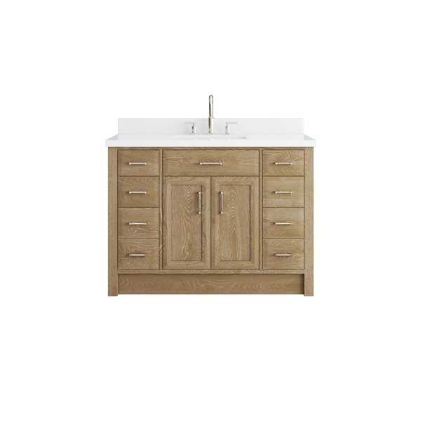 Spa Bathe Calumet II 48-in Vintage Oak Single Sink Freestanding Vanity with White Stone Top