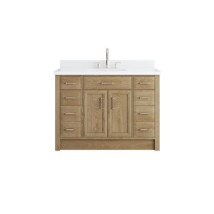 Spa Bathe Calumet II 48-in Vintage Oak Single Sink Freestanding Vanity with White Stone Top