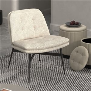 Chaise d’appoint moderne WHI en tissu beige et base de métal noire