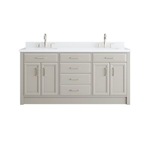 Spa Bathe Calumet II 72-in Warm Gray Double Sink Freestanding Vanity with White Stone Top