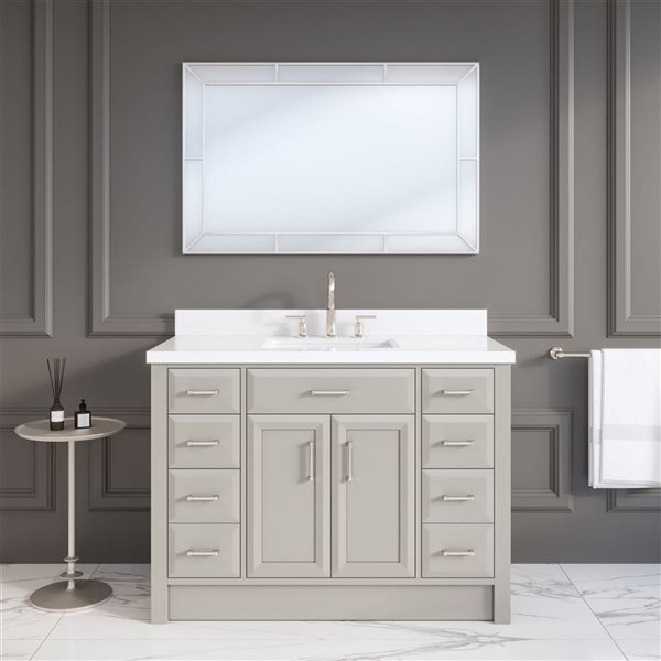 Spa Bathe Calumet II 48-in Warm Gray Single Sink Freestanding Vanity with White Stone Top