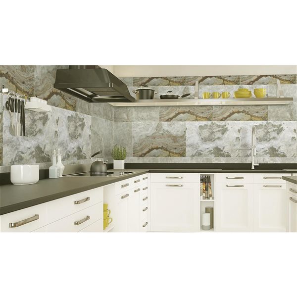 Dundee Deco Sanjayani White 3 x 2-ft Embossed Stone Veneer Wall Panels - 5-Pack