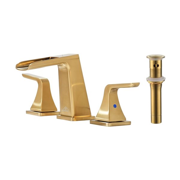 CASAINC 8-in Widespread Brushed Gold Low-Arc 2-Handle Bathroom Sink Faucet - Drain Included ...