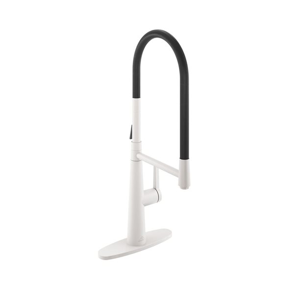 CASAINC 1-Handle Matte White Standard Kitchen Faucet with Fast Mount and Deck Plate