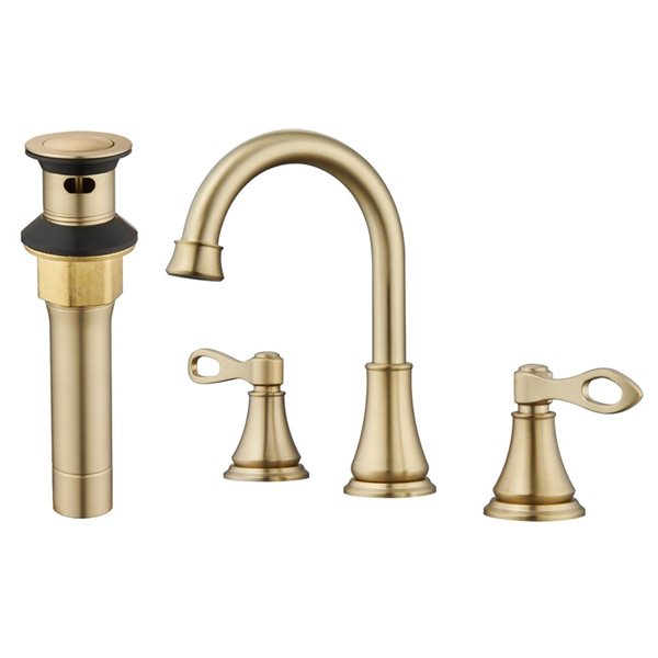CASAINC 8-in Widespread Brushed Gold Low-Arc 2-Handle Bathroom Sink Faucet - Drain Included ...