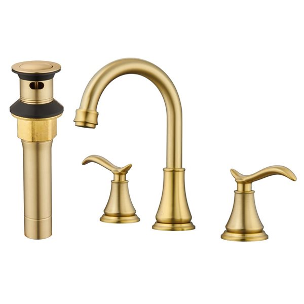 CASAINC 8-in Widespread Brushed Gold Low-Arc 2-Handle Bathroom Sink ...