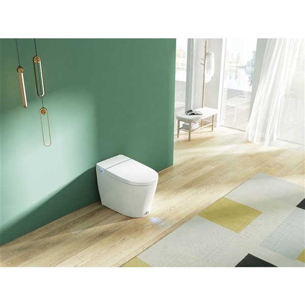 ECOWAY Lux 1-Piece 3.8 LPF White Toucheless Flush Heated Elongated Standard Tankless Smart Bidet Toilet