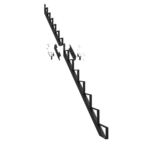 Limon d'escalier 13 marches Pylex 105 po acier noir