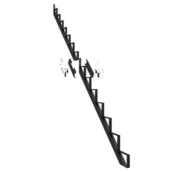 Pylex 112.5-in H 14 Steps Black Steel Stair Stringer