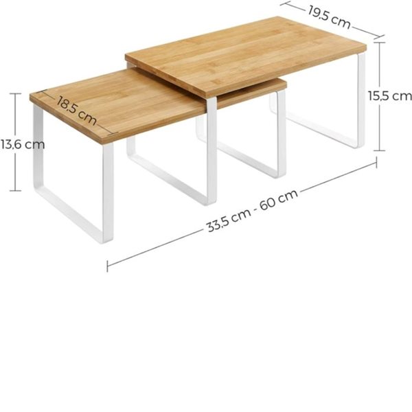 Supports de rangement  polyvalents pour cuisine Boutique Home 7,7 p. x 11,7 l. x 6 po h. naturel et blanc, ensemble de 2