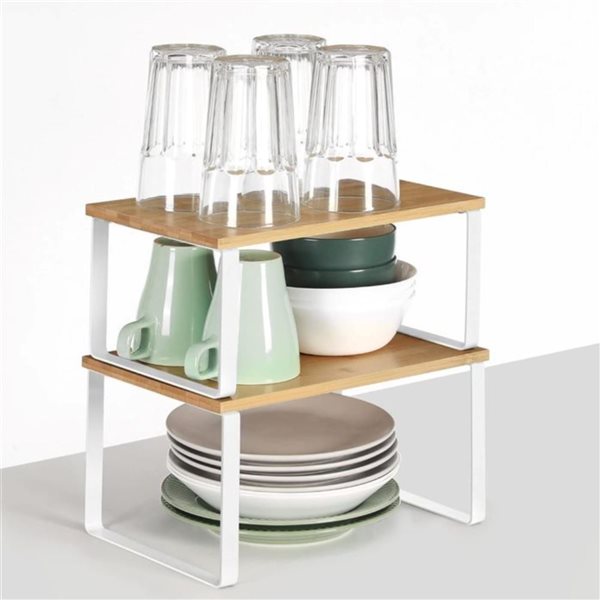 Supports de rangement  polyvalents pour cuisine Boutique Home 7,7 p. x 11,7 l. x 6 po h. naturel et blanc, ensemble de 2