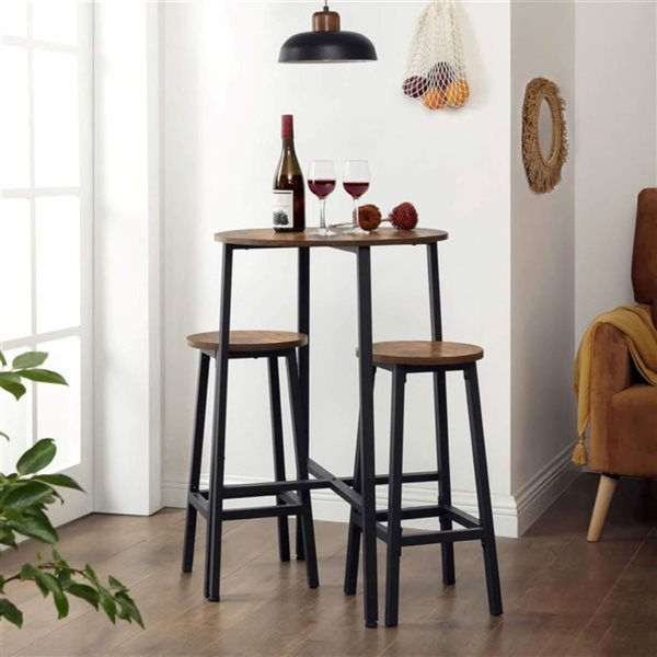 Boutique Home Brown/Black Steel Frame Counter Height Backless Industrial Bar Stools - Set of 2