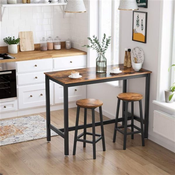 Boutique Home Brown/Black Steel Frame Counter Height Backless Industrial Bar Stools - Set of 2