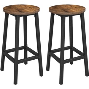 Boutique Home Brown/Black Steel Frame Counter Height Backless Industrial Bar Stools - Set of 2