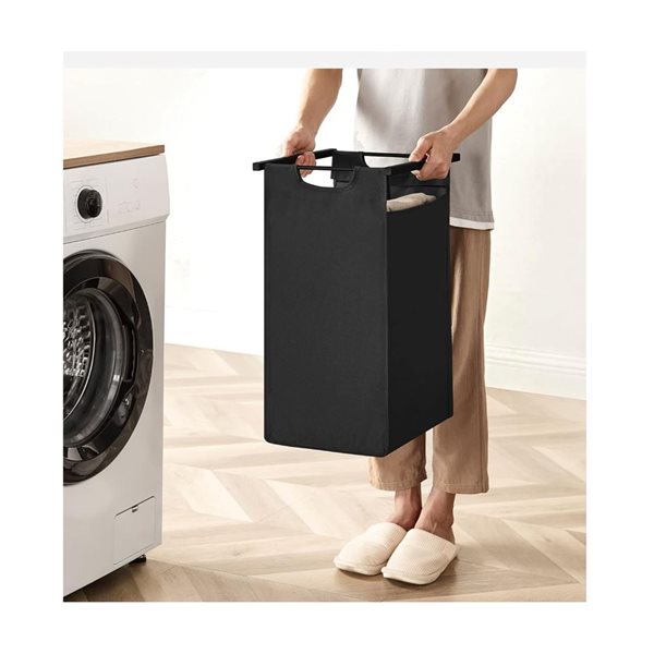 Boutique Home Black and Rustic Brown Laundry Hamper w/ Shelf and 2 Pull-Out bags