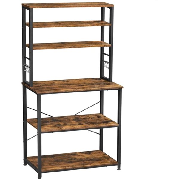 Boutique Home 66-in H Rustic Brown Wood and Black Metal 6-Tier Kitchen Rack