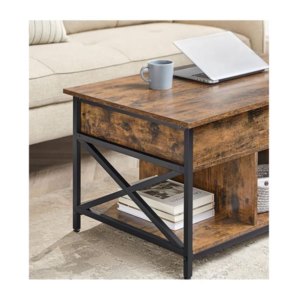 Boutique Home 24 x 40-in Rustic Brown Lift-Top Coffee Table with Open and Hidden Storage