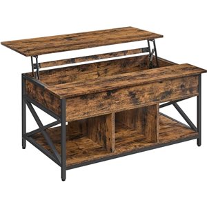 Table basse à plateau relevable de Boutique Home 24 x 40 po brun rustique avec rangement ouvert et dissimulé