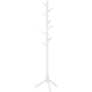 Boutique Home White 8-Hook Height Adjustable Freestanding Wood Coat Rack