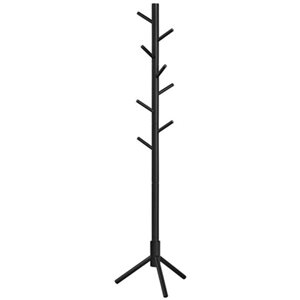 Boutique Home Black 8-Hook Height Adjustable Freestanding Wood Coat Rack