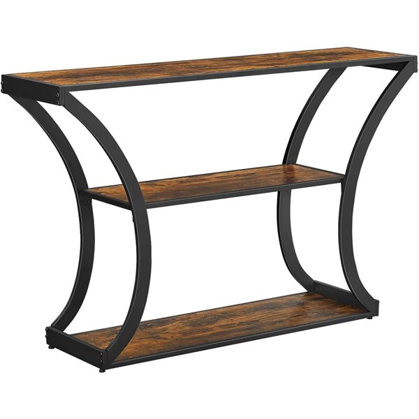 Boutique Home 47 L x 12in D 3Tier Brown/Black Vintage Console Table w/Curved Legs and Extended