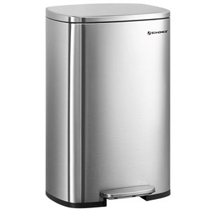 Poubelle 13 gal (49 L) acier inoxydable Boutique Home avec couvercle à pédale et récipient intérieur amovible