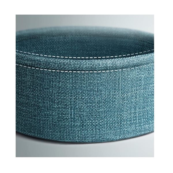 Table d'appoint ronde 18 po diamètre de Boutique Home aspect bois noir avec panier en tissu turquoise