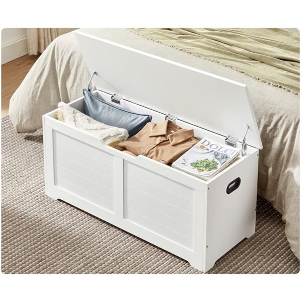 Boutique Home 39.4 W x 15.7 D x 18.1-in H White Wooden Storage Chest