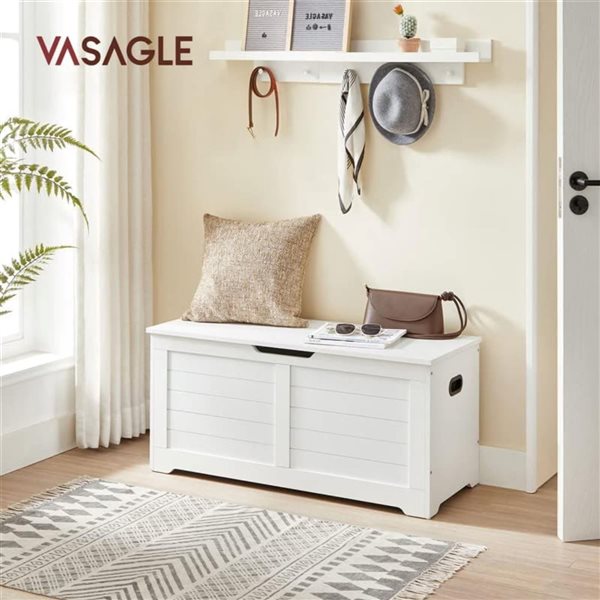 Boutique Home 39.4 W x 15.7 D x 18.1-in H White Wooden Storage Chest