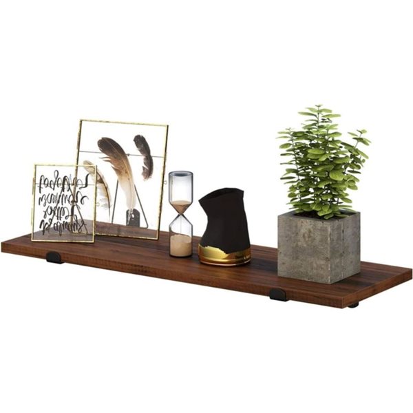 Tablettes murales flottantes de Boutique Home 23,6 L x 5,9 l. x 0,6 po épaisseur en bois brun rustique et noir, 2/pqt