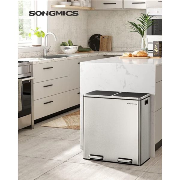 Boutique Home 2 Separate 8-gal. (30-L) Stainless Steel Trash Can w/ Step-On Pedal Open