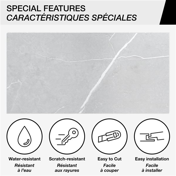 MAAX Manhattan 15.75 x 31.5-in Smooth Marble Light Grey Glue-up Shower Wall Tiles - 5/Pack