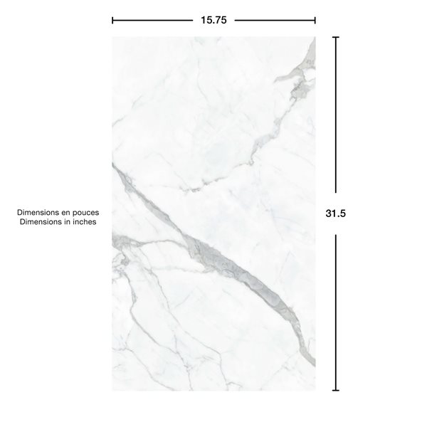 MAAX Manhattan 15.75 x 31.5-in - Glue-up Shower Wall Tiles - Smooth Marble Glacier - 5/Pack