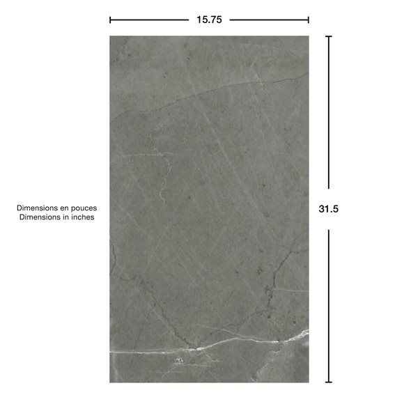 MAAX Manhattan 15.75 x 31.5-in Smooth Marble Dark Gray Glue-up Shower Wall Tiles - 5/Pack