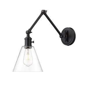 Z-Lite Gayson 7.75-in Matte Black 1-Light Wall Sconce