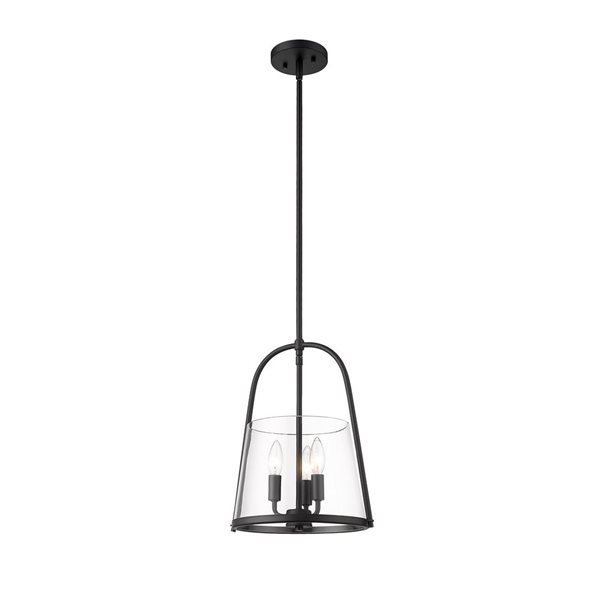 Z-Lite Archis Matte Black 3-Light Drum Pendant Light