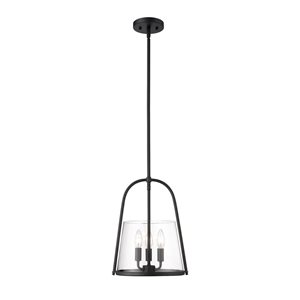 Z-Lite Archis Matte Black 3-Light Drum Pendant Light