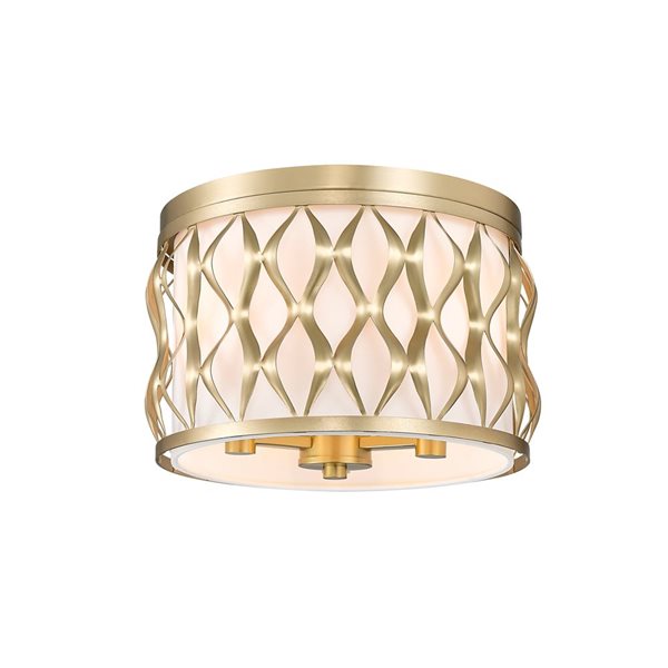 Z-Lite Harden 12.25-in Modern Gold 3-Light Flush Mount Light