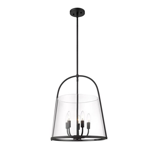 Z-Lite Archis Matte Black 5-Light Drum Pendant Light