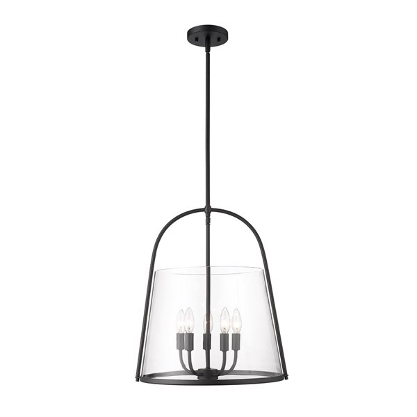 Z-Lite Archis Matte Black 5-Light Drum Pendant Light