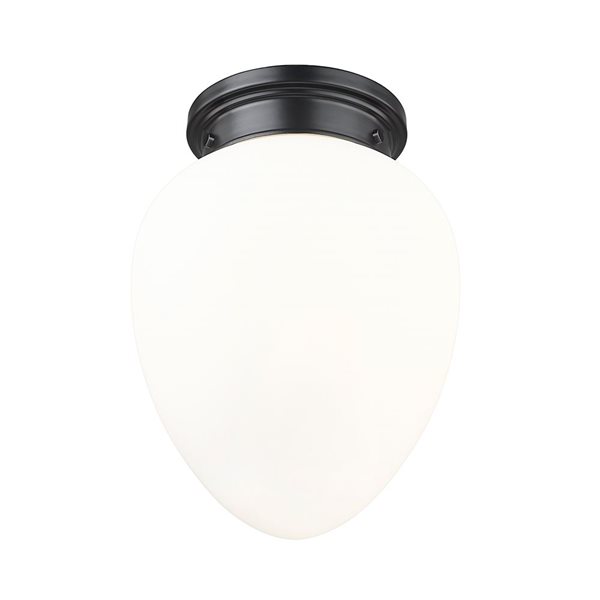 Z-Lite Gideon 10-in Matte Black 1-Light Flush Mount Light