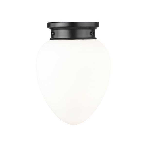 Z-Lite Gideon 10-in Matte Black 1-Light Flush Mount Light