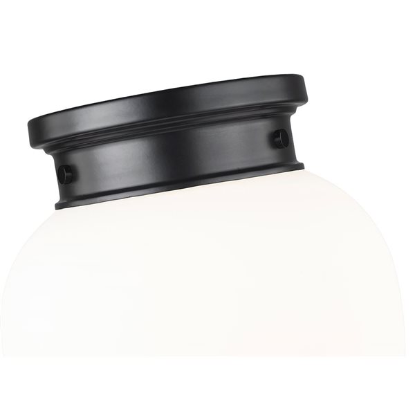 Z-Lite Gideon 10-in Matte Black 1-Light Flush Mount Light