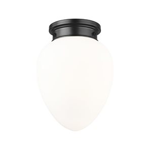 Z-Lite Gideon 10-in Matte Black 1-Light Flush Mount Light