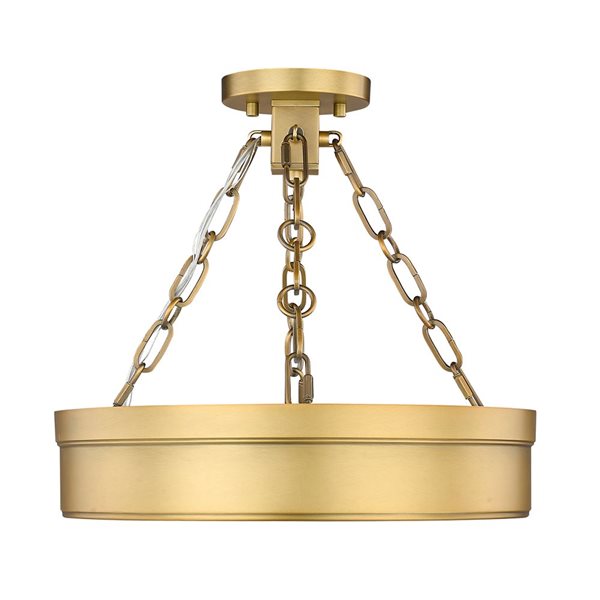 Z-Lite Anders 15-in Rubbed Brass 1-Light Semi Flush Mount Light