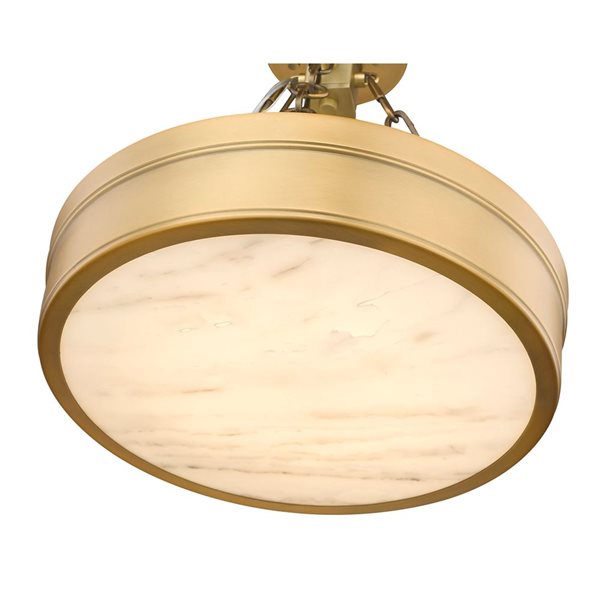 Z-Lite Anders 15-in Rubbed Brass 1-Light Semi Flush Mount Light