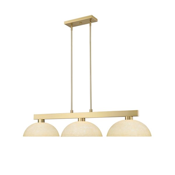 Z-Lite Cobalt 49-in Modern Gold 3-Light Billiard w/ Golden Mottle Glass Shade